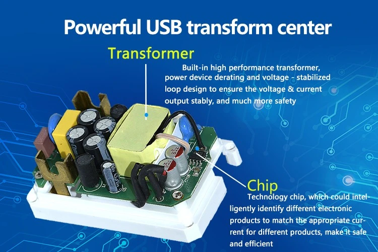 Wall Plate Socket USB Charger with Dual USB Type-A Charger Outlet 5.0VDC 2.1A/4.2A Double US Standard Power Socket