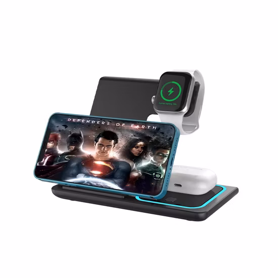 2023 iPhone iWatch Airpod용 인기 15W 고속 충전 접이식 3 in 1 무선 충전기