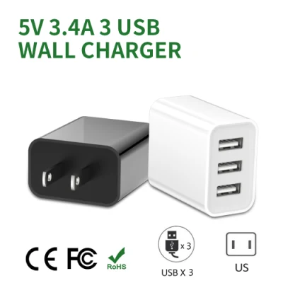 Uminsin 17W 3 포트 USB 충전기 EU/Us 플러그 고속 충전 휴대용 벽 어댑터